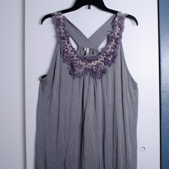 Studio Y Tops - Studio Y Gray Beaded Top